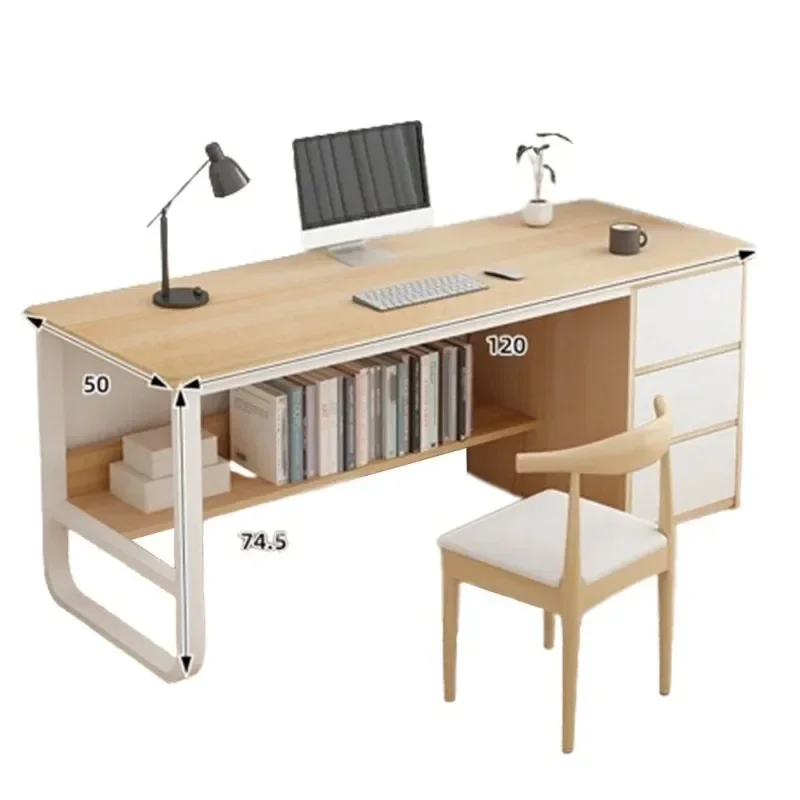 Luxury Wood Minimalist Simple Hotel Household Office Table Cherry Color Workbench And Computer Modern Desks Round Edges Corners