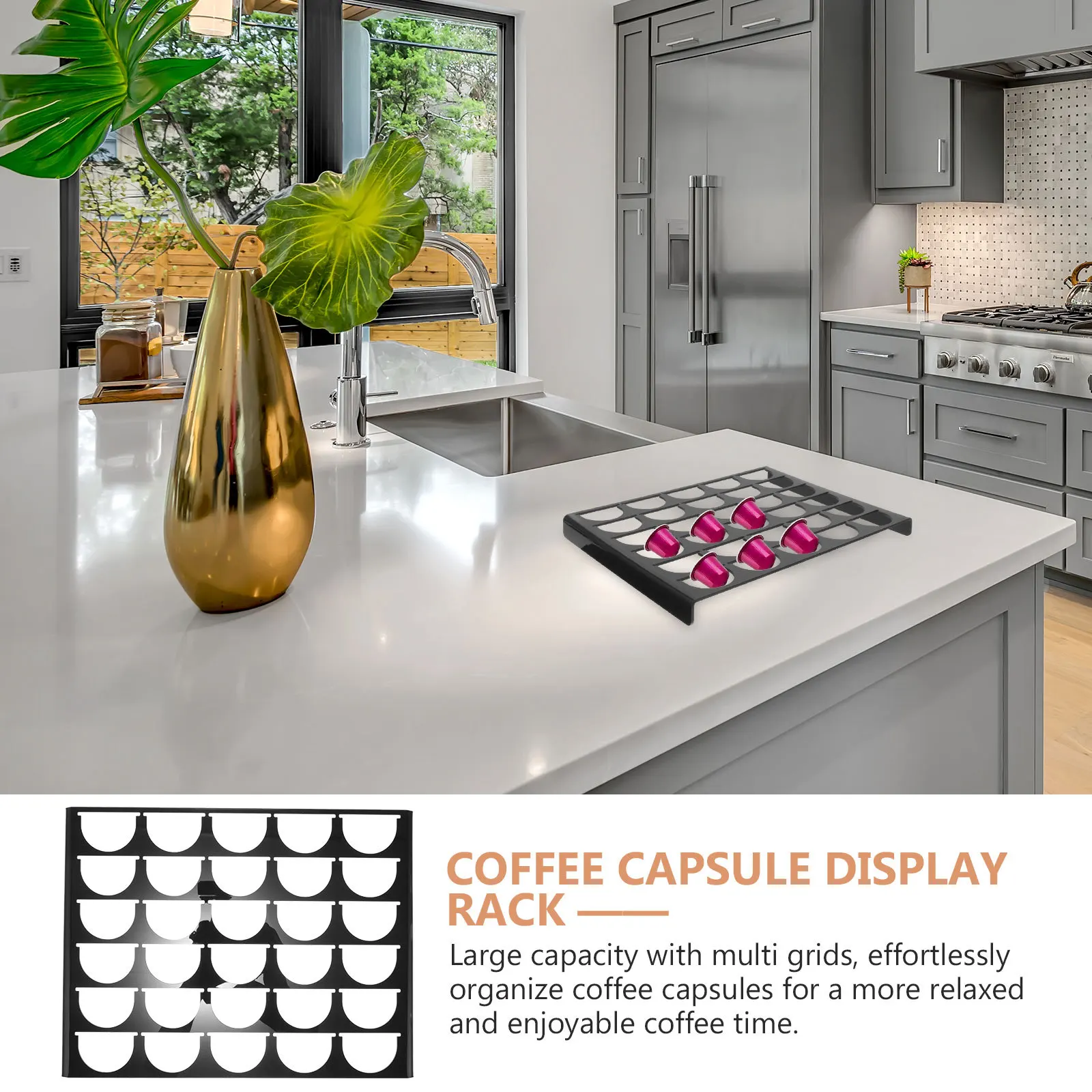 

Acrylic Coffee Capsule Rack Large Capacity Multi Grid Kitchen Countertop Coffee Capsule Holder Organizer Storage