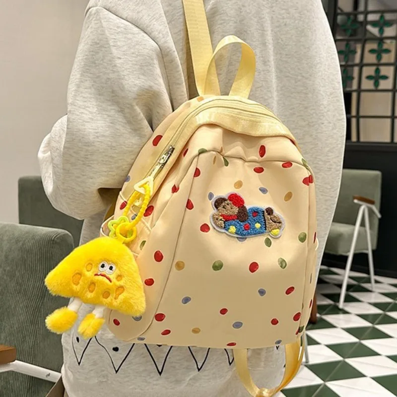 

Printed Dot Cute Puppy Girl Backpack Waterproof Nylon Multi Pockets Female Travel Bag Schoolbag for Teenage Laptop Book Bags