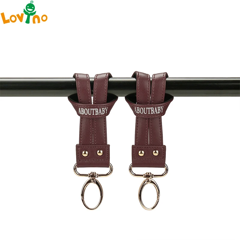 Universal Baby Stroller Hook PU Leather Baby Car Seat Hook Diaper Bag Holder Infant Cart 360 Degree Rotatable Travel Accessories