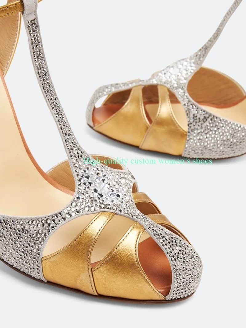 Round Head Rainbow Colors Satin Fabric Color Blocking Hollow Women's Sandals Shallow Manual Luxury Women
