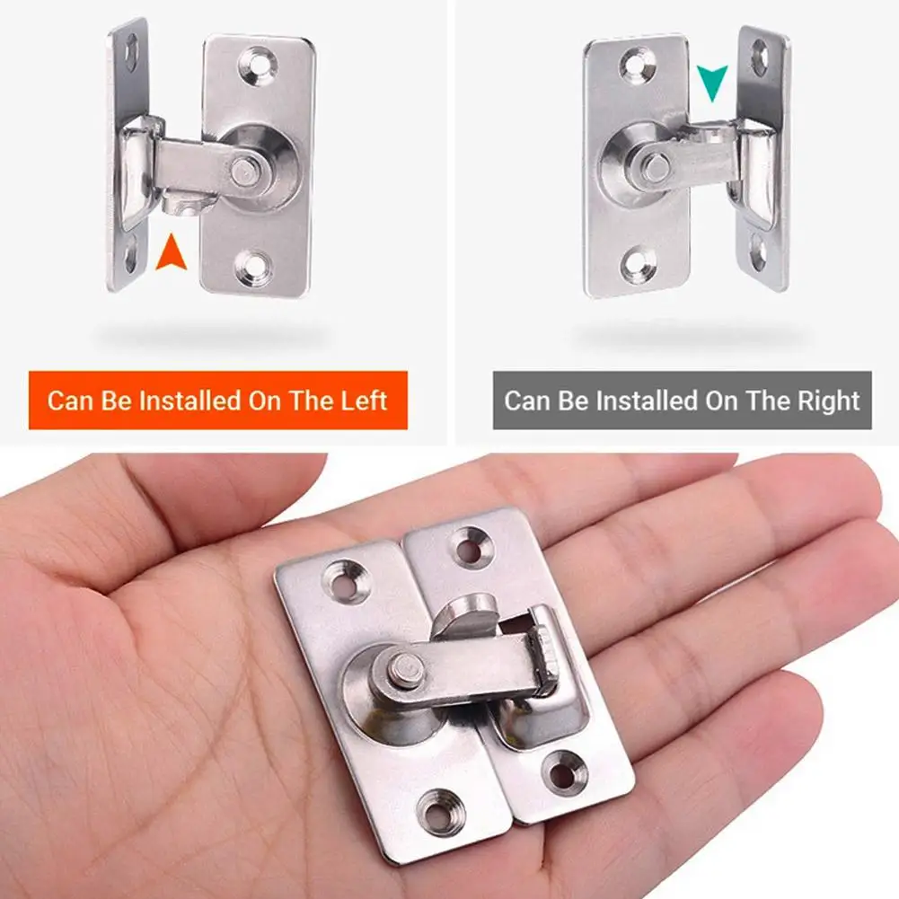 Door Lock Guard Latch Bolt 90 Degree Stainless Steel Toggle Latch Sliding Barn Door Lock Wine Cabinet Closet Right Angle Lock