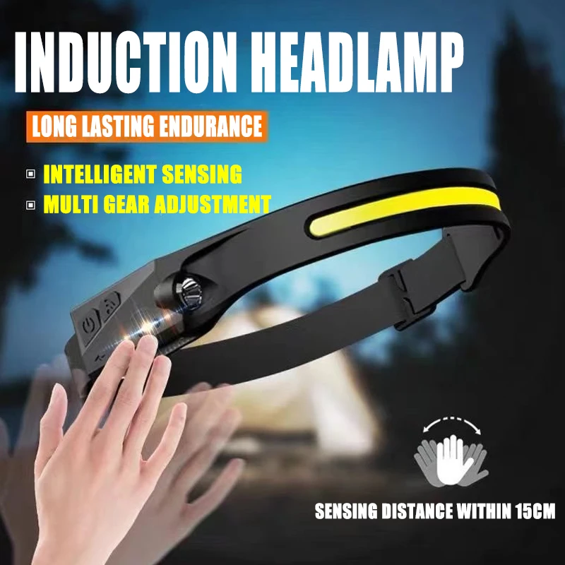 

Фонари с технологией Wave Your Hand Sense COB, фонари для велоспорта на открытом воздухе, USB-зарядка, фонари для ночного бега, яркие силиконовые фары