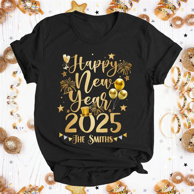 Happy New Year 2025 Pattern T Shirt For Men Funny 3D Printed Tees Summer Casual Short Sleeve Round Neck Tops Oversized T-Shirts