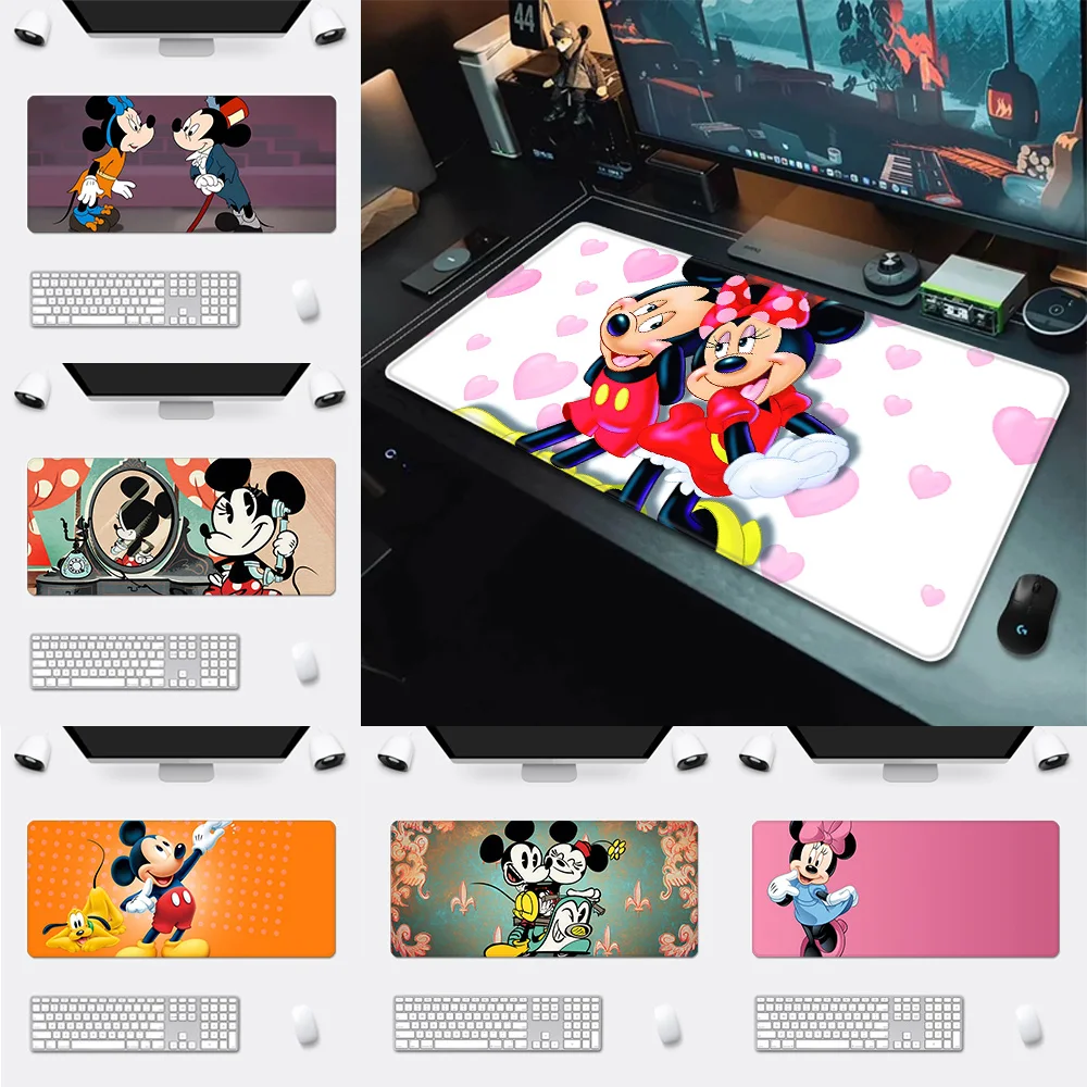 

Cute Cartoon Mickey Minnie Mousepad HD Printing Computer Gamers Locking Edge Non-slip Mouse Pad XXL90x40cm Keyboard PC Desk Pad