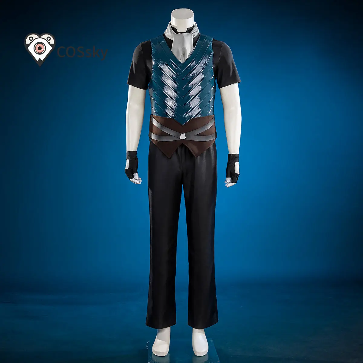 DMC 5 Vergil Full Set Cosplay Costume Outfit Uniform Halloween Carnival Party Christmas Play Role Nelo Angelo Blue cloak vests view 4