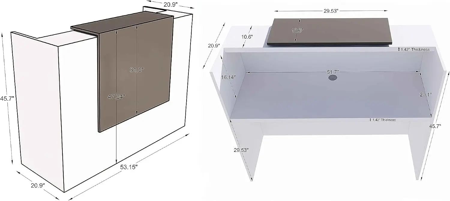 ICN 53 Inch Contemporary Reception Desk | Multifunctional Modern,Transaction Countertop, Laminate Desktop, Standing Front Table