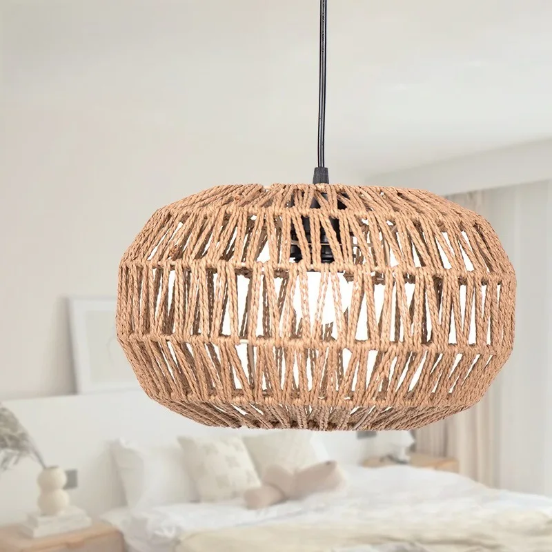 

Тканый бумажный веревочный абажур ручной работы, ресторан для проживания в семье, ресторан, украшение для кофейни, креативный абажур ручной работы