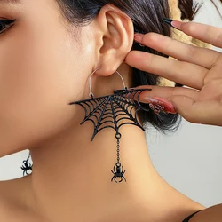 IngeSight.Z Halloween Black Spider Web Long Tassel Drop Earrings for Women Gothic Party Dangle Earring Festival Jewelry Gifts