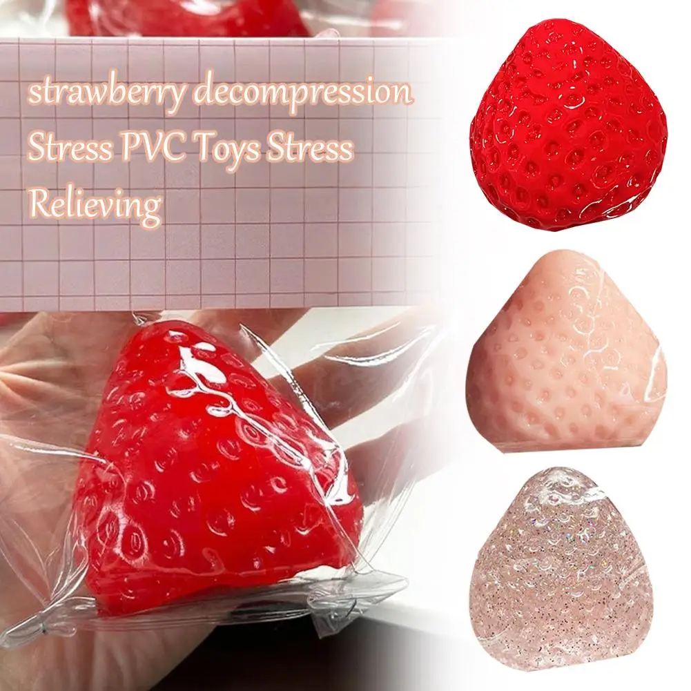 Strawberry Squeeze Toy Silicone Squeeze Toy TPR Fidget Sensory Toy Stress Relief Vent Joking Stress Relief Funny Toy