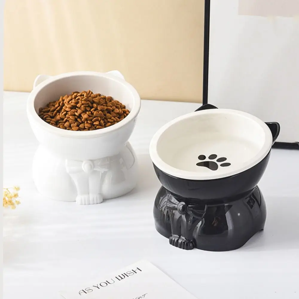 

Multi-use Ceramic Cat Bowl Creative Slanted Mouth Dog Food Feeding Basin Anti Tipping Non-slip Pet High Foot Bowl Kitten Puppy