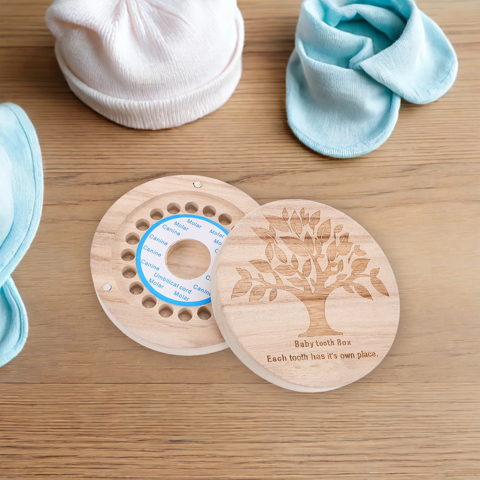 

Wooden Baby Teeth Box Keepsake Storage For Newborn Kids Christmas Birthday Gift Tooth Holder Collection Box Lightweight Smooth
