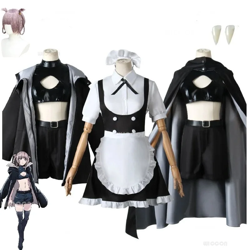 az15Anime CALL OF THE NIGHT Unisex Cool Cloak Jacket Denture Wig Loli Maid Halloween Suit Nanakusa Nazuna Cosplay Costume Adult