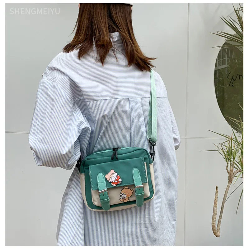 Crossbody Female 2021 New Cute Girl Canvas Student versione coreana borsa quadrata piccola monospalla multifunzionale All-match Cross