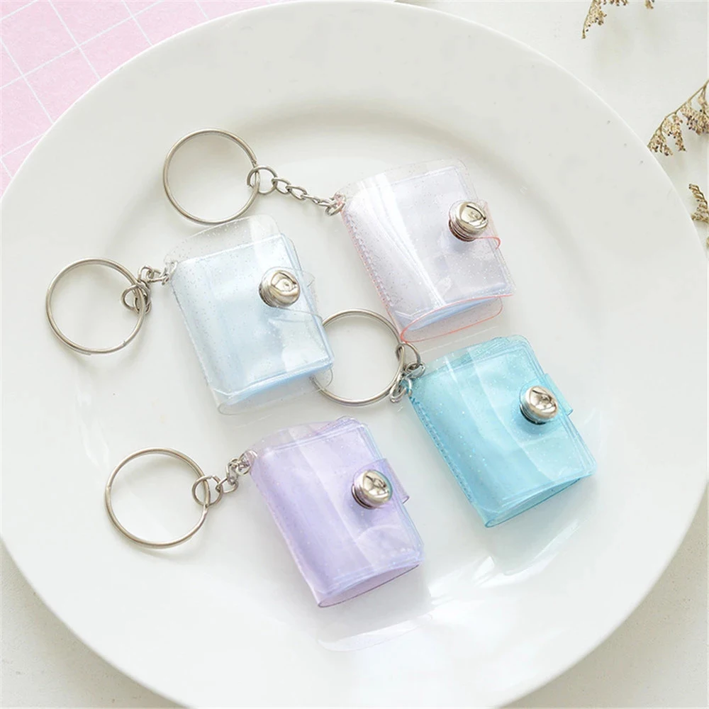 

Jelly Color High quality 16 Pockets 2 Inch Card Stock Photo Card Holder Mini Photo Album Photos Holder Keychain Binders Albums