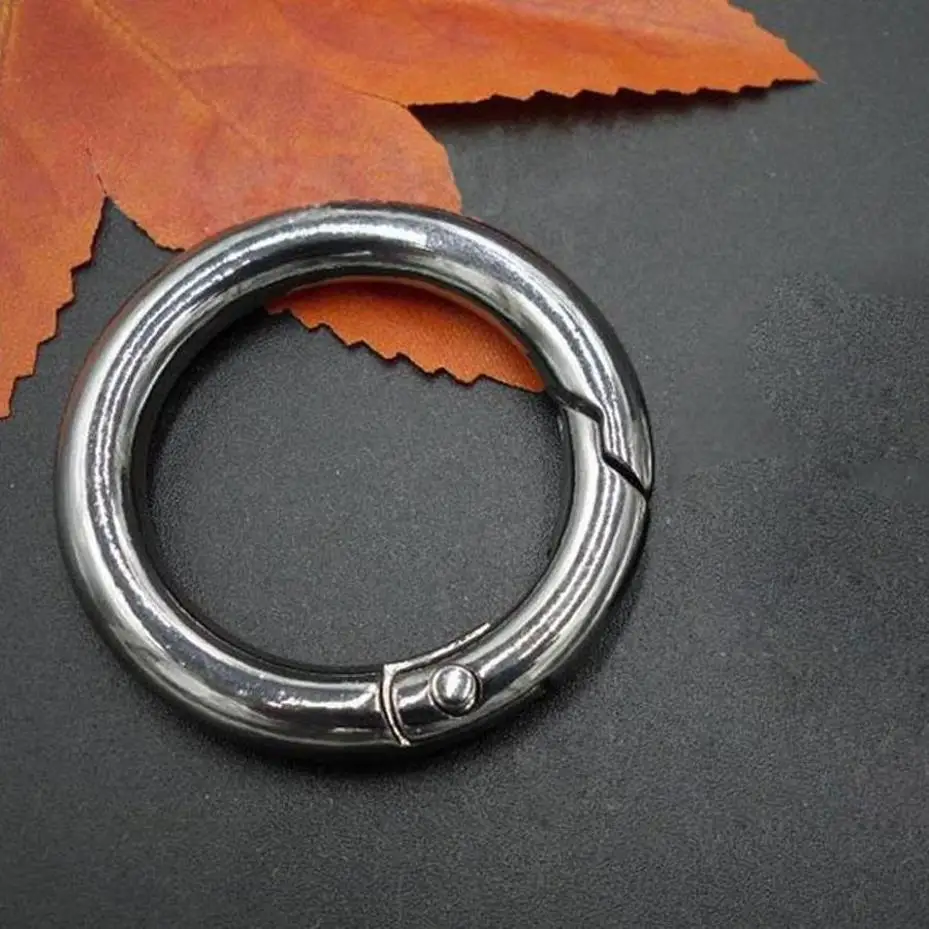 1 Pcs Metal Round Carabiner Spring Snap Clips Hook O Ring Keychain Keyring Backpack Buckle DIY Jewelry Openable Black New