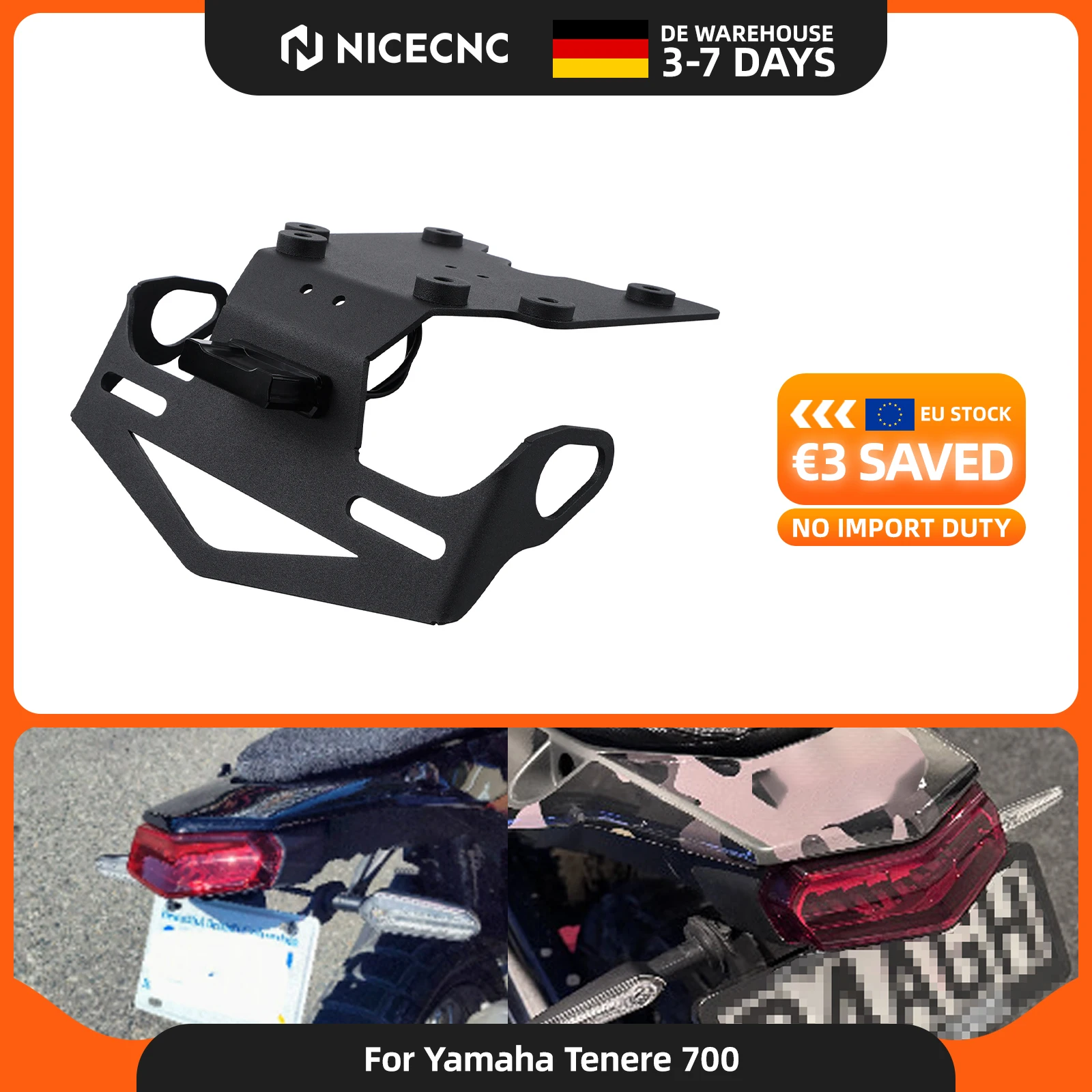 2019-2024 Per Yamaha Tenere700 XTZ 700 Portatarga LED per moto, eliminatore parafango, accessori Yamaha Tenere700, portatarga con luce LED 2019 2020 2021 2022 2023 2024
