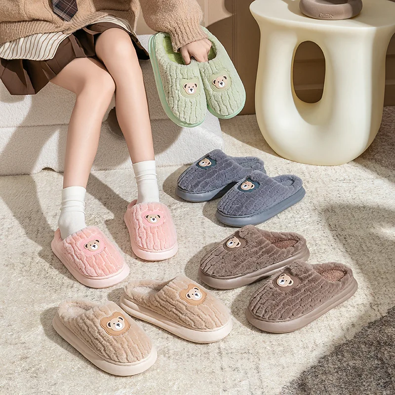 Indoor wool and velvet cute cotton slippers women's autumn and winter 2025 new home thermal slippers men's image 4