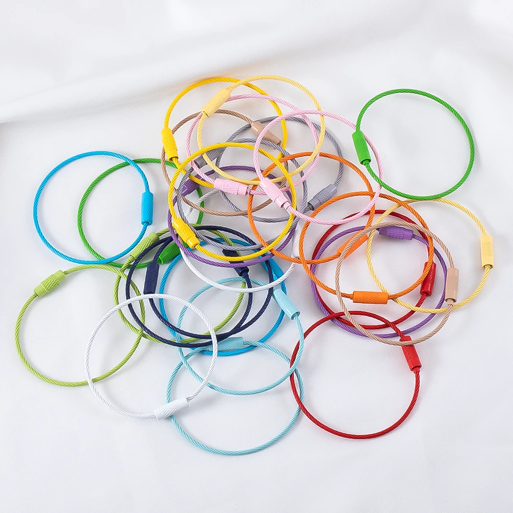 10pcs Iron Key Ring Colorful Keychain Rings Screw Lock for DIY Keychain Doll Pendants Bag Charms Jewelry Making Findings