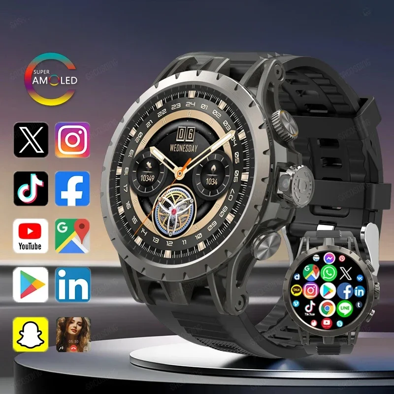 

2025 New Netcom Android 9.0 4G Smart Watch 466*466 Amoled 1.43'' Screen Display GPS WIFI HD Video Call 5MP Camera Smartwatch