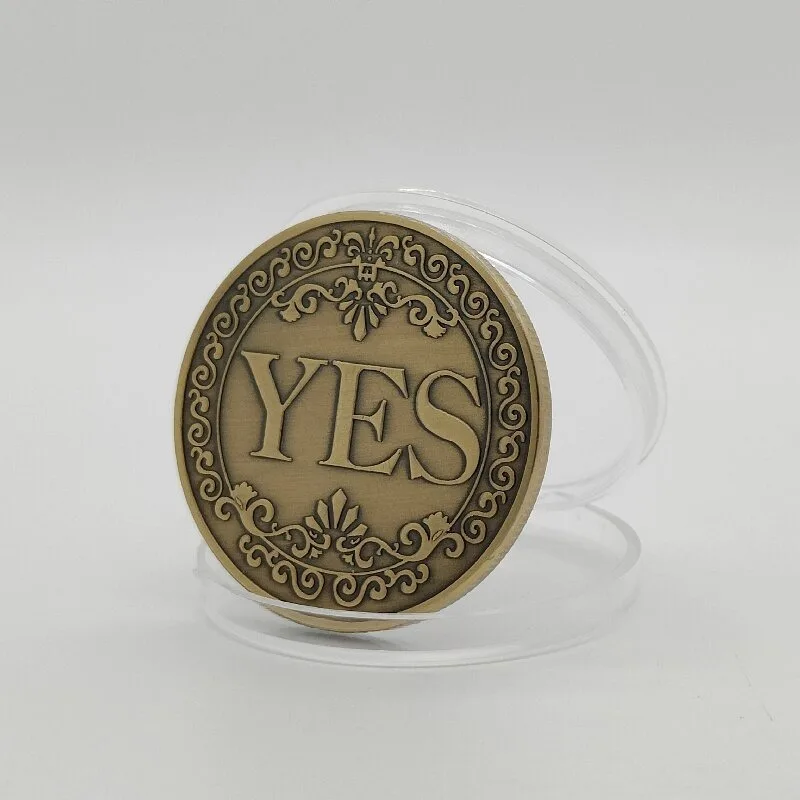 1/4PC Bronze Yes or No Commemorative Coin Souvenir Non-currency Coins Game Prop Challenge Coins Collection Decoration Crafts