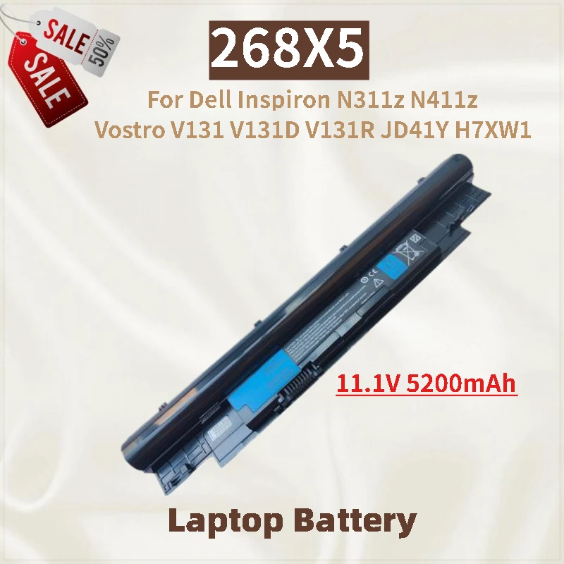 بطارية كمبيوتر محمول جديدة 268X5 11.1 فولت 5200 مللي أمبير في الساعة لأجهزة Dell Inspiron N311z N411z Vostro V131 V131D V131R JD41Y H7XW1 علامة تجارية جديدة عالية الجودة