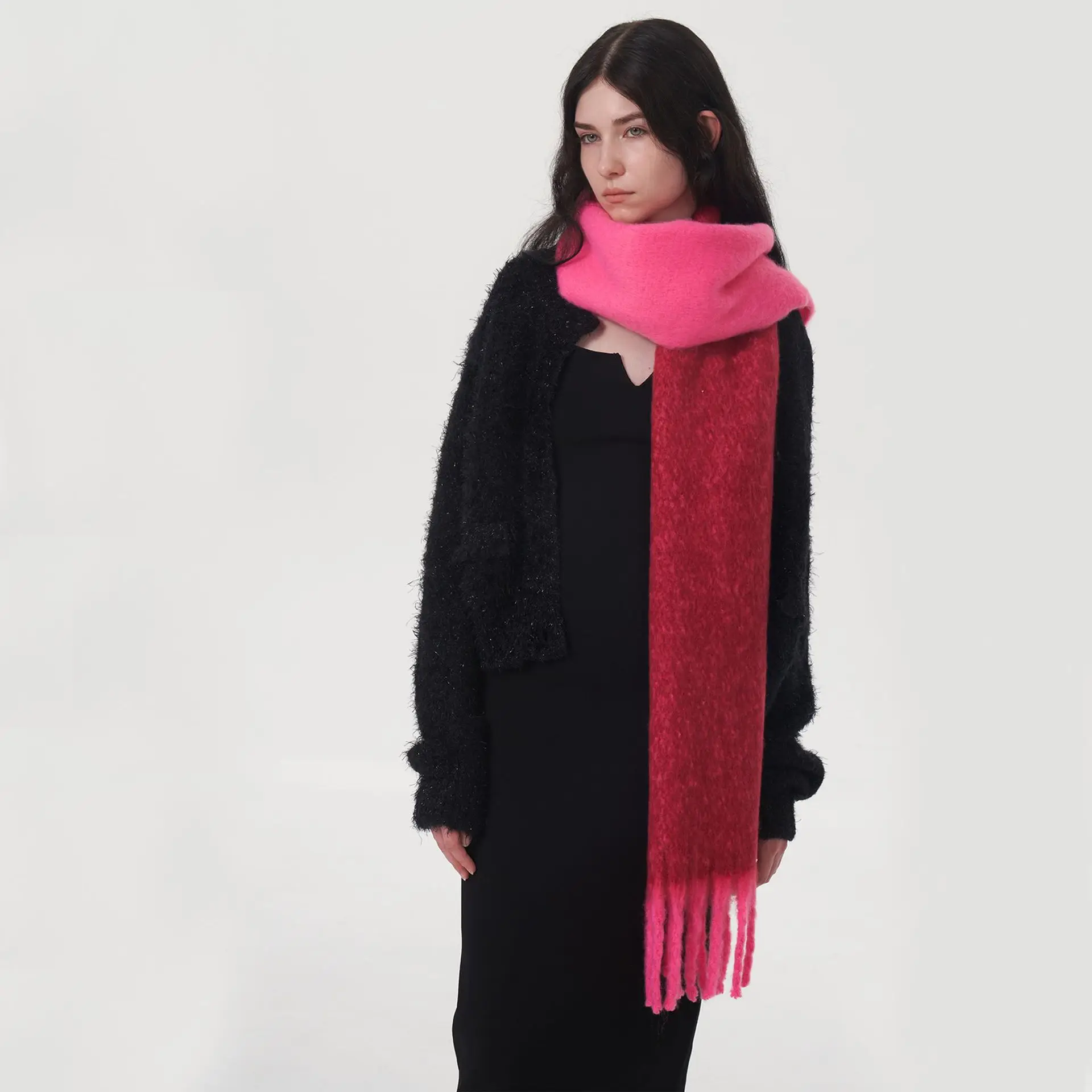 New Autumn/Winter Warm Scarf Two Color Stitching Tassel Long Muffler Simple Fashion Commuting Cashmere Scarves 246CM