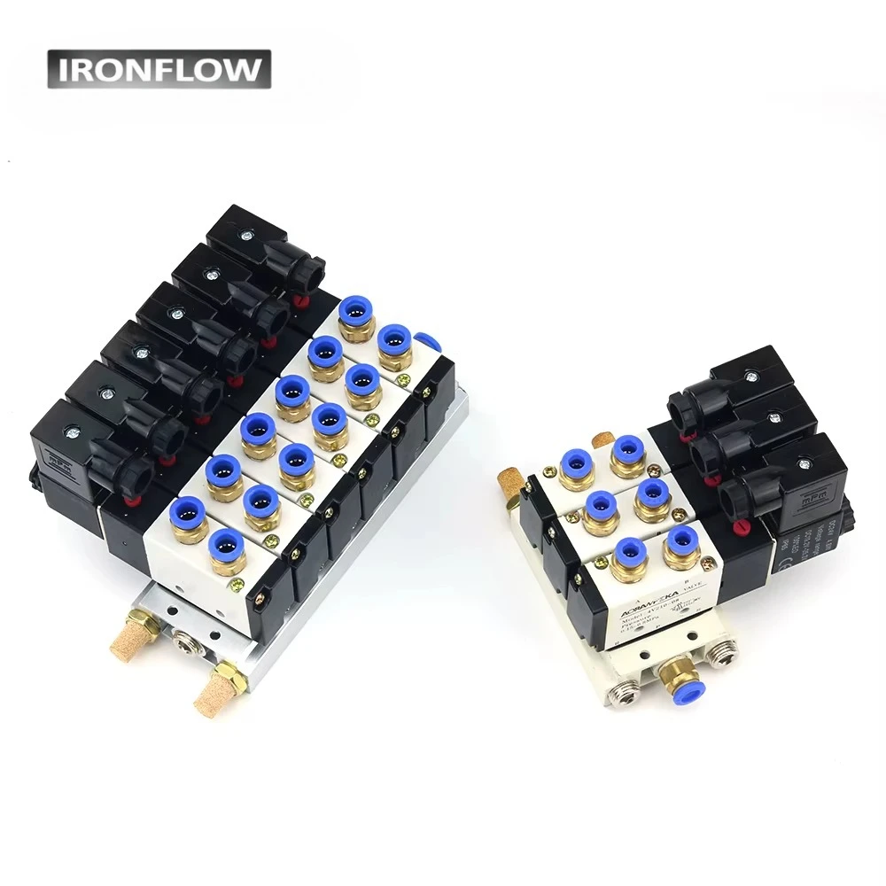 

Пневматический блок с электромагнитным клапаном 4V210-08, основание коллектора с глушителем, DC12V 24V AC110V 220V, 2-6 портов