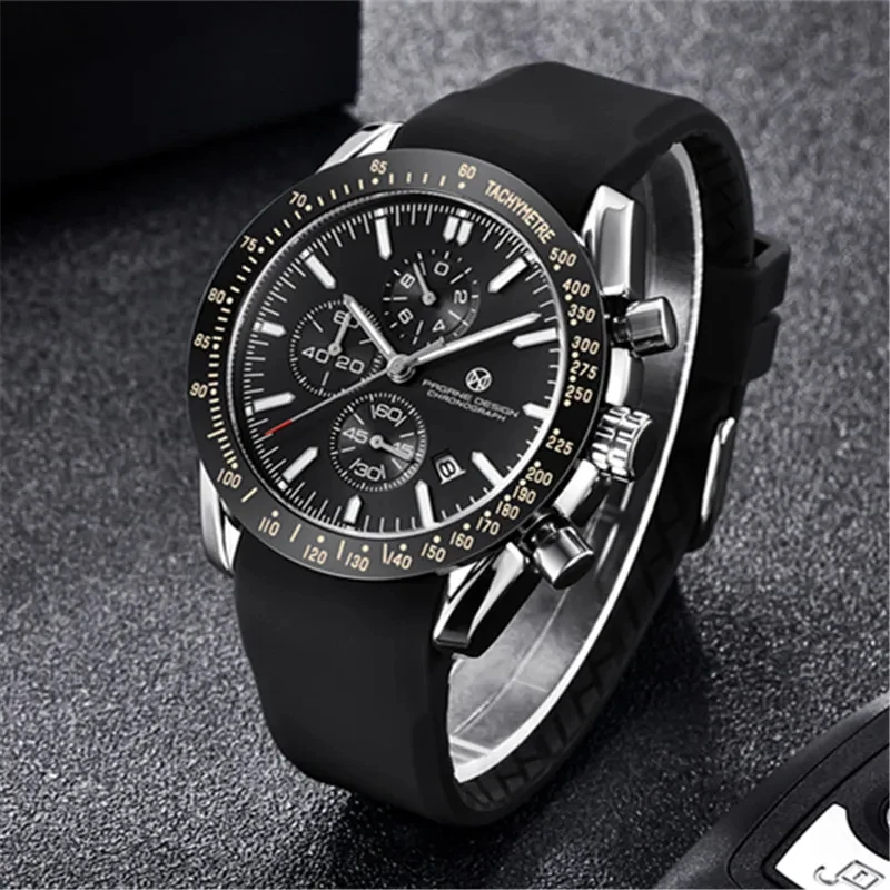 PAGANI DESIGN （Pagrne）2024New Luxury Men Quartz Watch Water Resistant Silicone band Sapphire glass reloj hombre watches for men