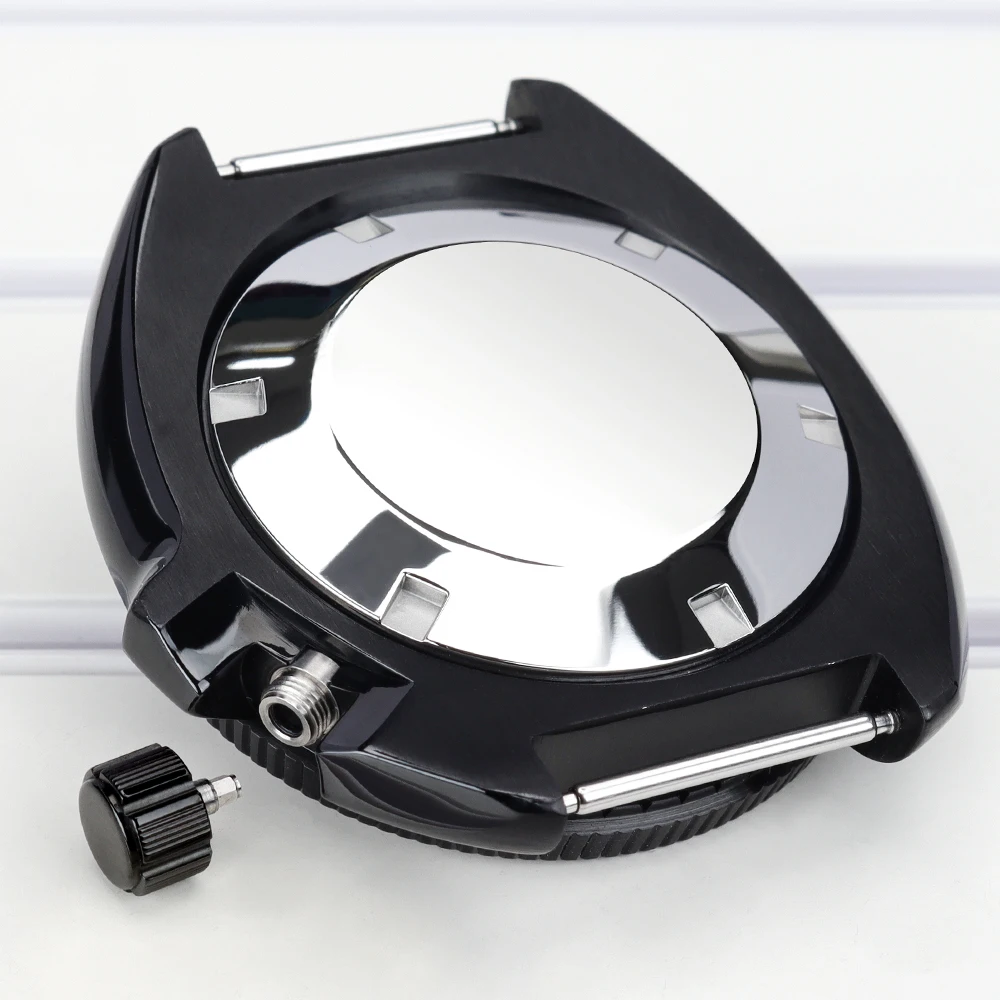 44mm Automatische Taucheruhrgehäuse Schwarz Montage-Uhrenteile AR-Saphirglas für NH35 NH36 4R35 36 mit Kapitelring 4,1 Uhr – Detail 10
