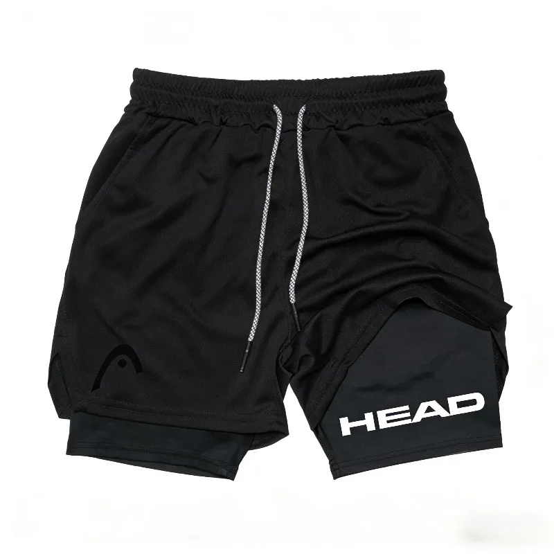 Jogging Head Running Shorts for Men Fitness Training 2-in-1 Fashion Versatile Sports Quick Dry Workout  Double Deck Summer Short