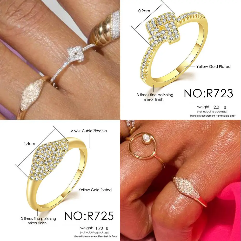 Dainty Minimalistischen Stacking Ring Für Frauen Trendy Zirkonia Gold Kristall Finger Zubehör für Weibliche Schmuck Geschenk R737 – Detail 11