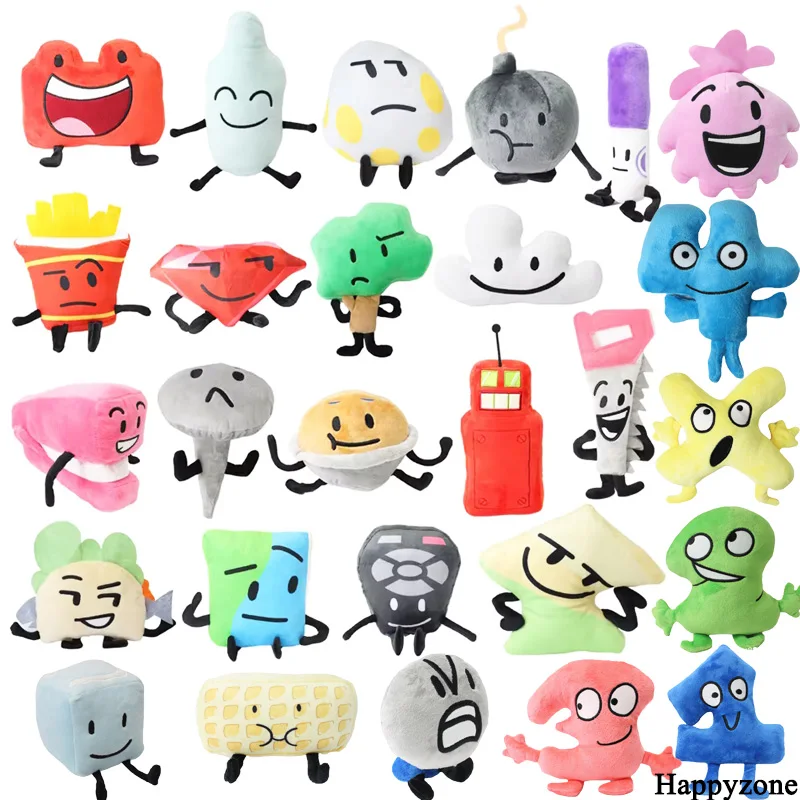 

BFDI Battle for Dream Island Plush Toy Plushie Doll Cartoon Stuffed Number Letter Pie Fries Button Waffle Marker Pen Figure Gift