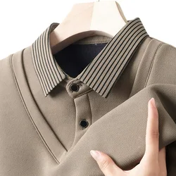 Men's Long Sleeve Business T-shirts Casual Fake Two Pieces Elastic Tops & Tees Luxurious High End Autumn Polo Shirts Wholesale
