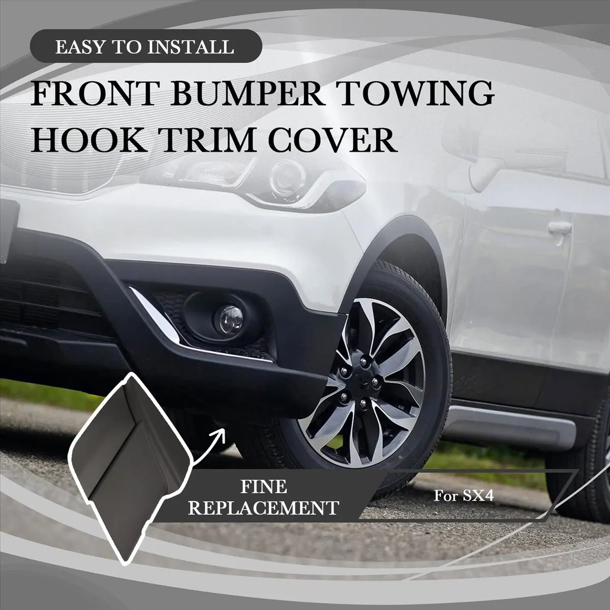#80X (black-gray)Front Bumper Hook Cover Trailer Cap for Suzuki SX4 S Cross Facelift,Automotive Parts & Accessories