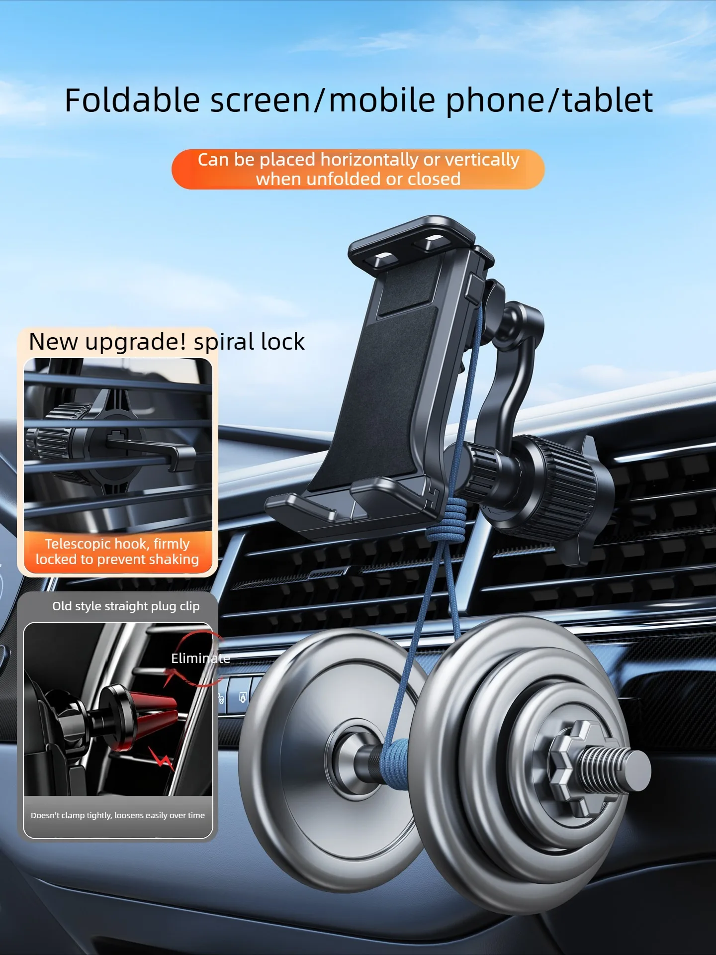 Eary Z Fold 8 Autohalterung für Lüftungsschlitze für faltbare Handys 360° ° Drehbarer Tablet-Ständer für Galaxy Z Fold 8 Ultra 7 6 5 iPhone – Detail 4