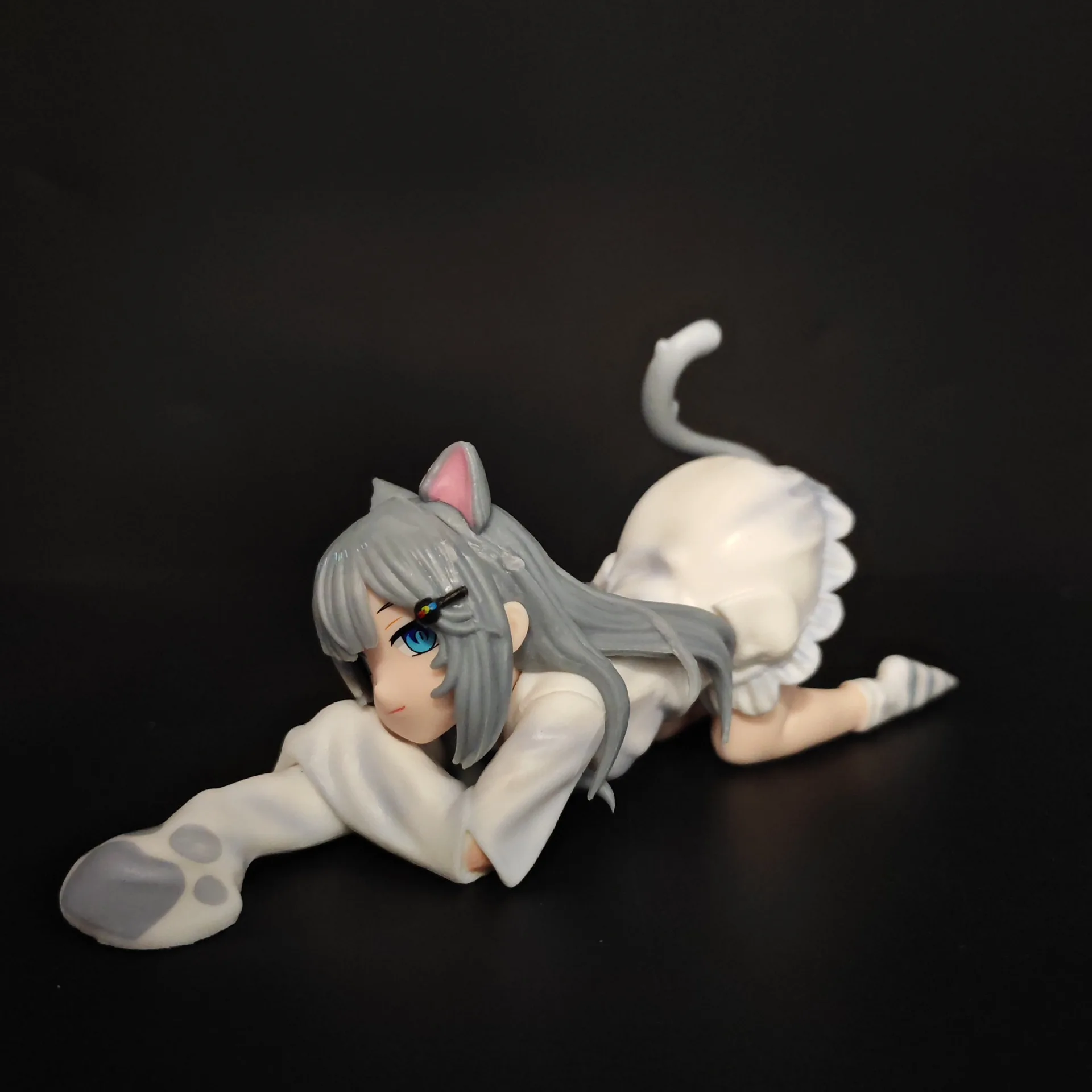 Liegende Katzenmädchen-Anime-Actionfigur im Soft-Style – Exquisite Desktop-Statue, Haushaltsdekoration, niedliches, beruhigendes Überraschungsgeschenk