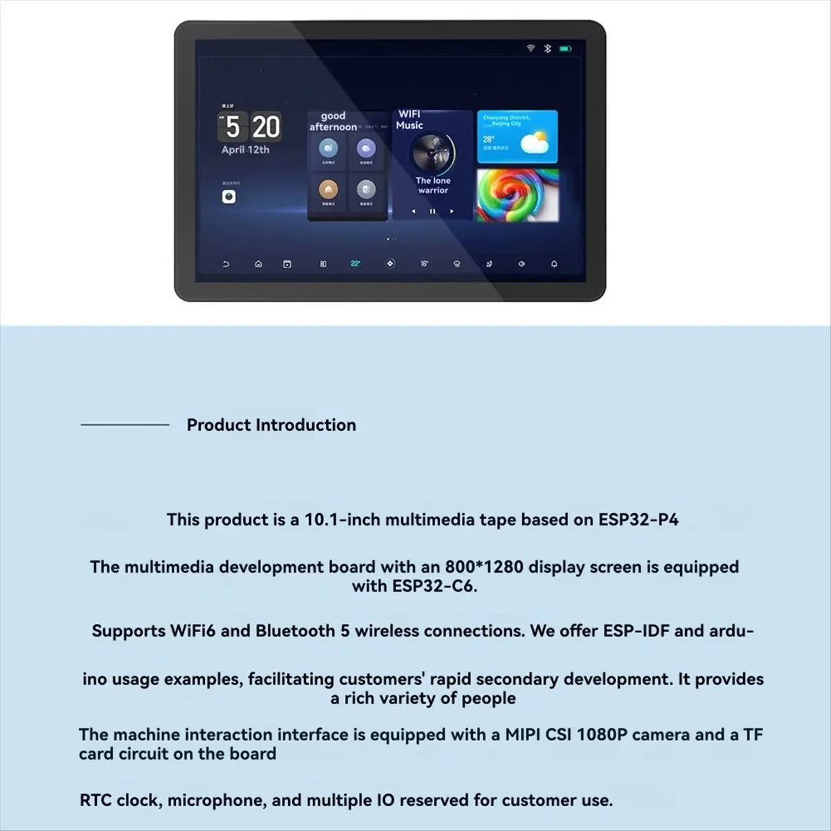 -P4 10.1inch Development Board IPS LCD Module HMI Screen Display Touch Panel JC8012P4A1 Camera WIFI Bluetooth
