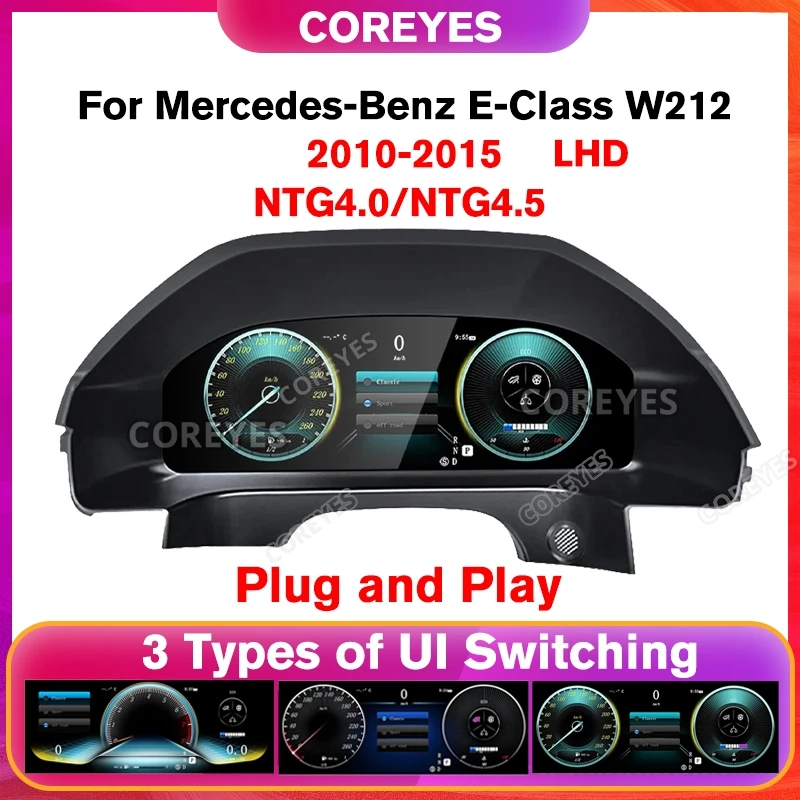 COREYES 12.3\'\' LCD Screen Digital Dashboard Speedometer For Mercedes-Benz E-Class benz W212 2010-2015 Instrument Virtual Cockpit