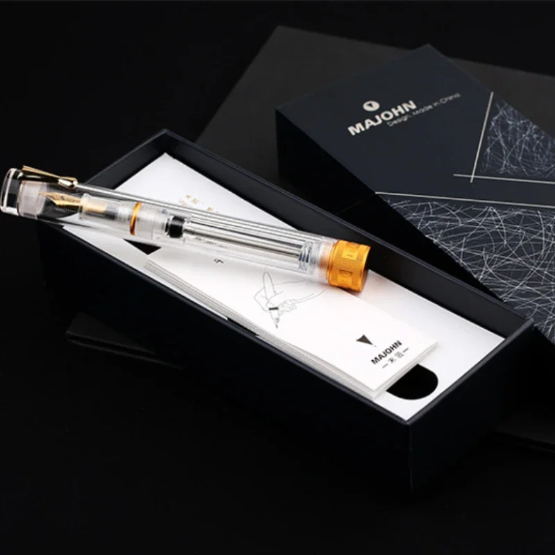 MAJOHN Final Craftsman V1 Transparent Negative Pressure Inking Pen 26 Gold Plated Pointed Writing Practice Pen Demonstration