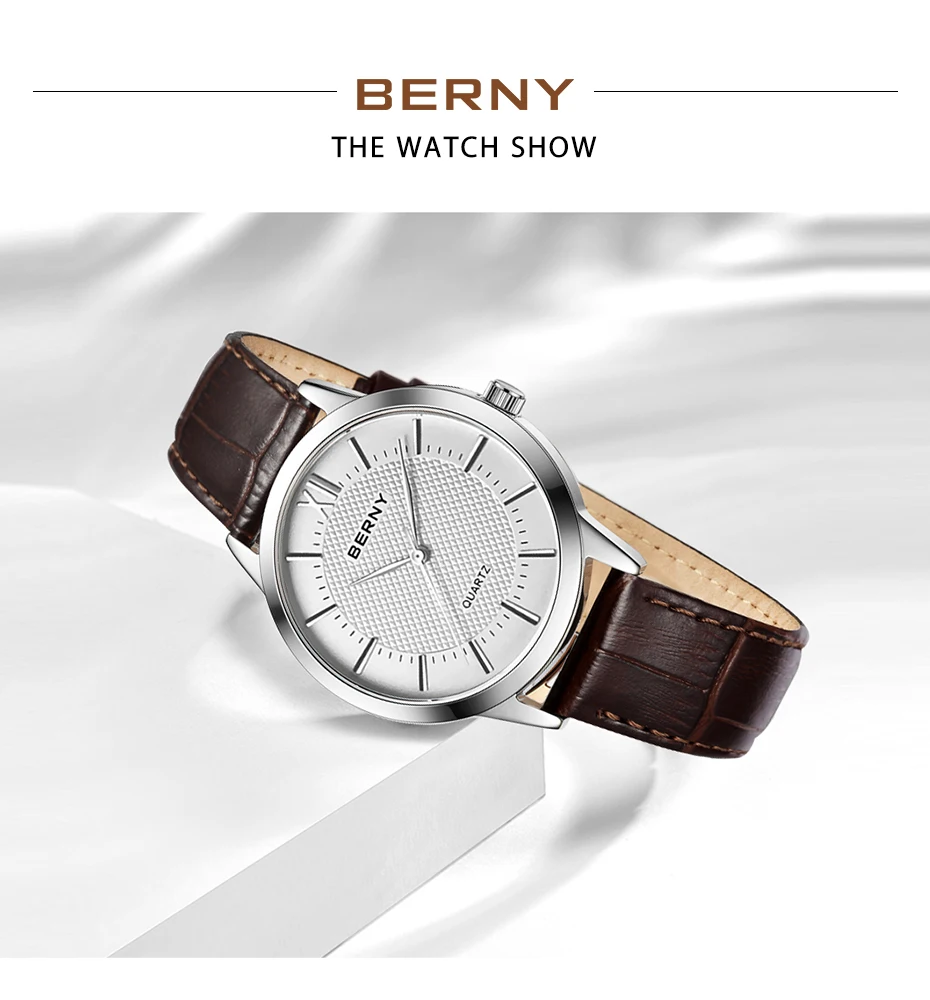 BERNY Uhren für Herren, schlanke, lässige, modische Quarz-Armbanduhren, Herrenuhr, klassisch, minimalistisch, wasserdicht – Detail 6