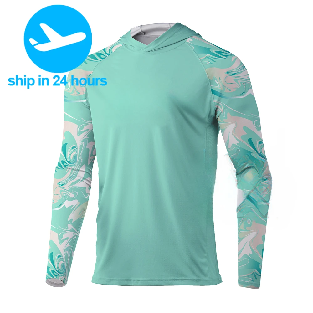 Men's Long Sleeve Fishing Shirts Camisa De Pesca Moisture Wicking Jersey Uv Protection Fishing Casual Wear Fishing Hooded