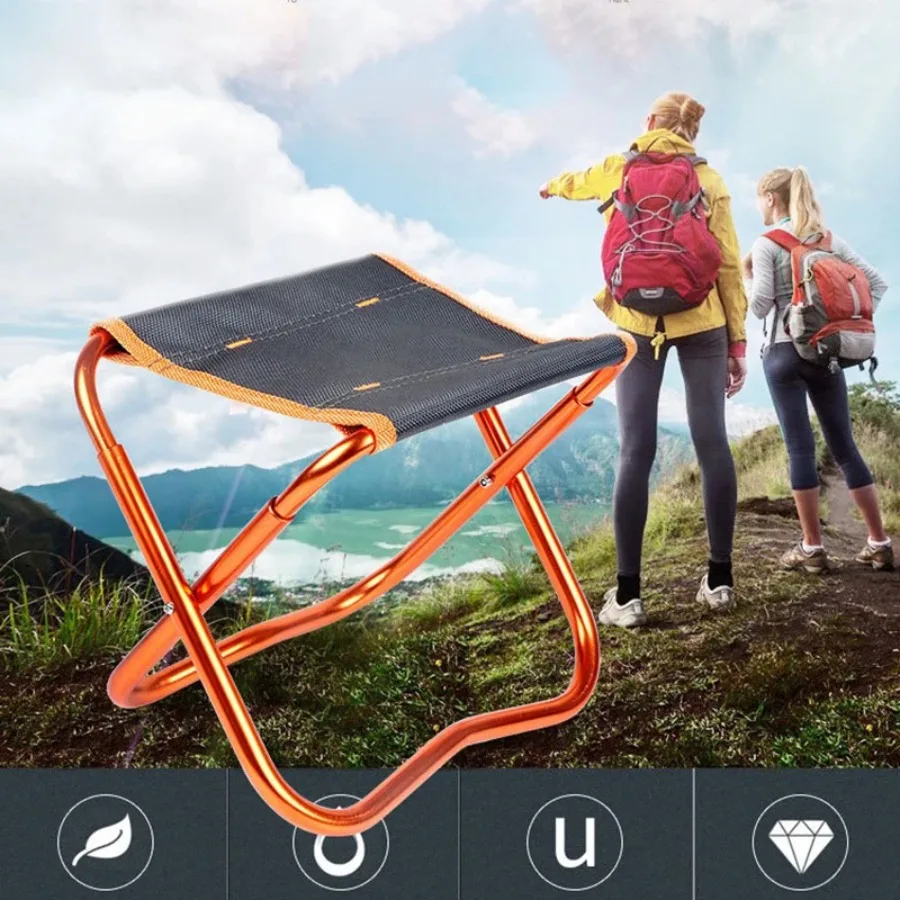Camping Stools Aluminum Alloy Folding Stool Outdoor Portable Fishing Stool Portable Folding Chair Lightweight Equipment view 2