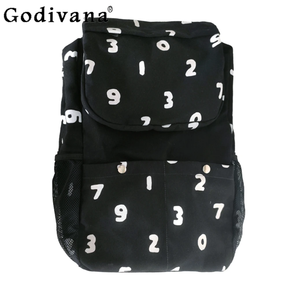 

Japanese Digital Bag Large Capacity Black Backpack Canvas Travel Schoolbag Unisex Shoulder Bags