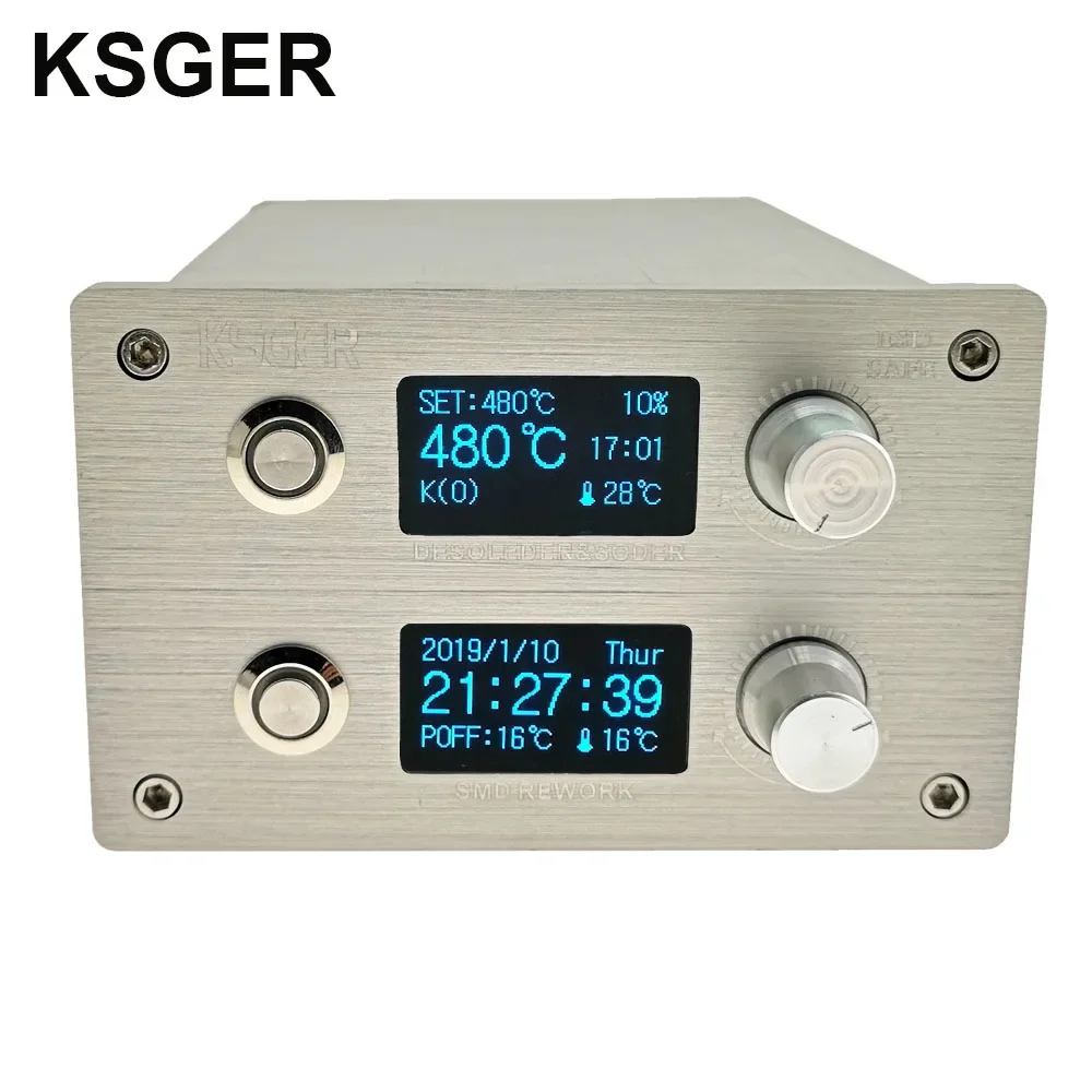 KSGER 2 in 1 T12 Soldering Station STM32 OLED DIY Air Dryer 9501 Aluminum Alloy Handle Hot Air SMD Rework Station