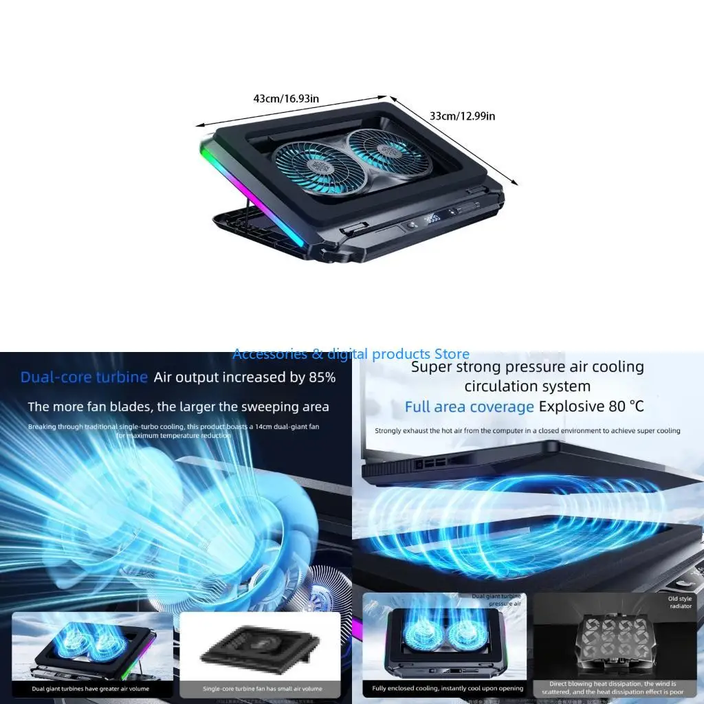 77JD Universal Laptop Cooling Pad Featuring 15 Times Overclocking Technology