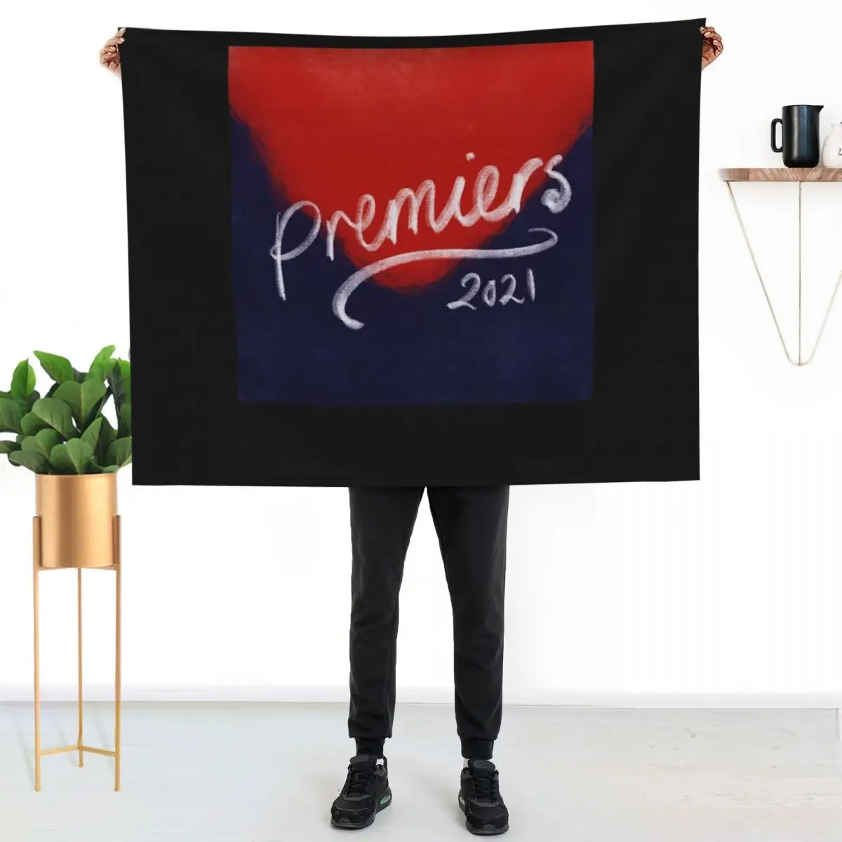 Melbourne Demons Dees Premiers 2021 Classic T-Shirt Throw Blanket Warm Flannel Blanket for Couch Chair Bedroom