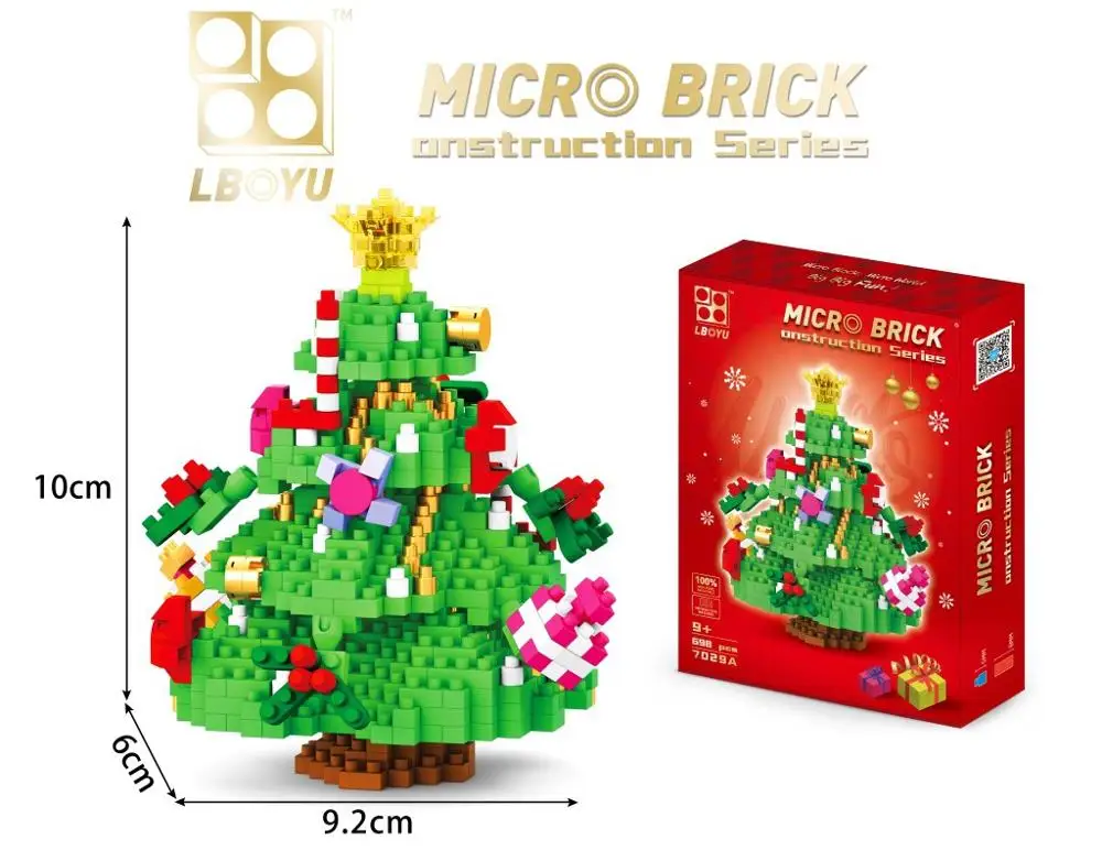 698pcs+ Christmas Santa Claus Building Blocks Snowman Figure Church Tree Deer Mini Bricks Toys for Children Christmas Gift