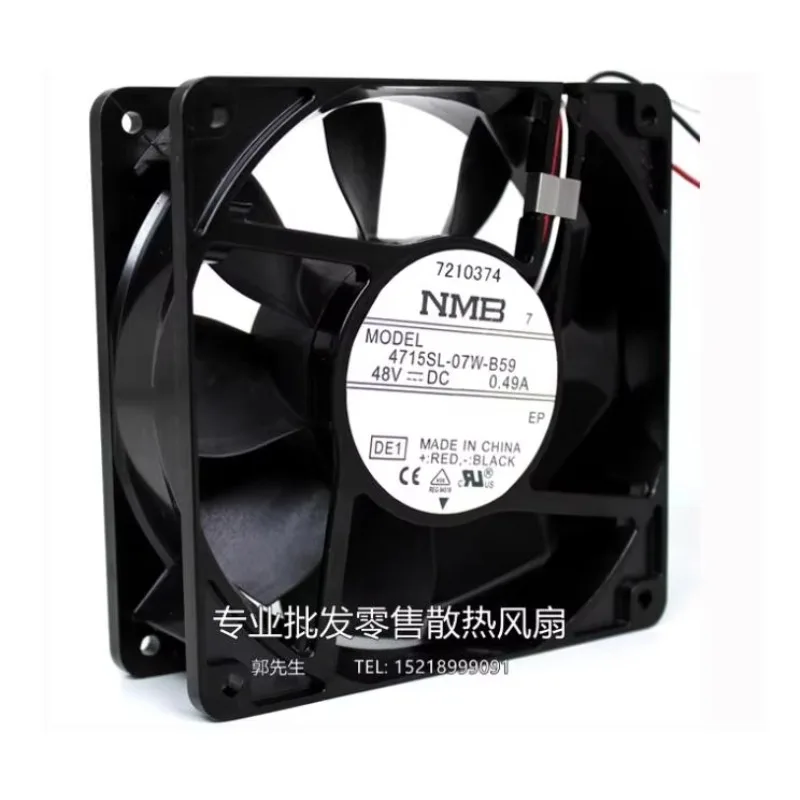 

NMB 4715SL-07W-B59 DE1 DC 48V 0.49A 120x120x38mm 3-Wire Server Cooling Fan