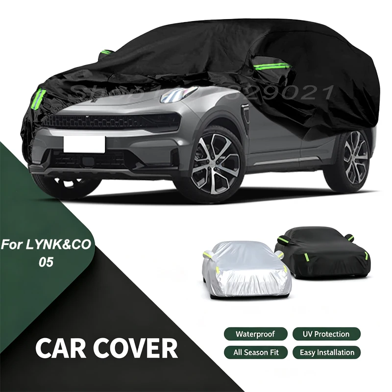 Full Car Cover For LYNK&CO 05 All Weather Outdoor Snow Sun UV Dustproof with Reflective Strips Wind Straps